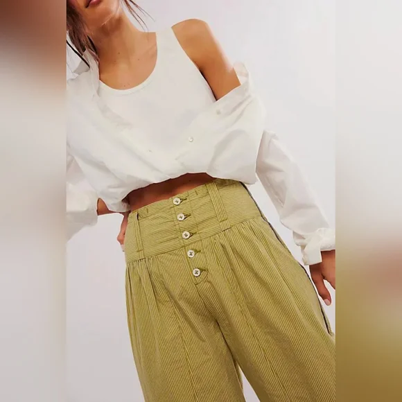 Free People Good Call Striped Pull On Trousers - Picture 4 of 8